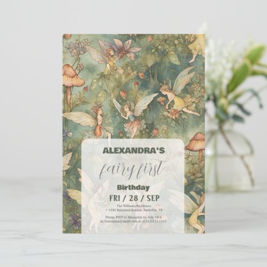 Fairy Eerste Meisje's 1e Verjaardag Kaart (Staand voorkant)