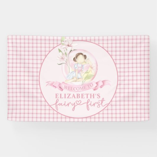 Fairy Eerste Meisje's 1e Verjaardag Party Custom V Spandoek (Horizontaal)