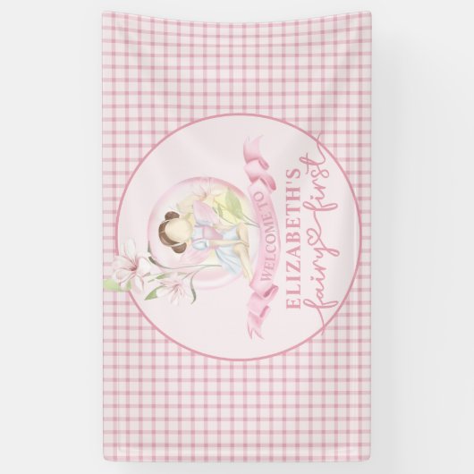 Fairy Eerste Meisje's 1e Verjaardag Party Custom V Spandoek (Verticaal)