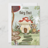 Fairy eerste paddenstoel bos 1e verjaardag kaart (Voorkant)