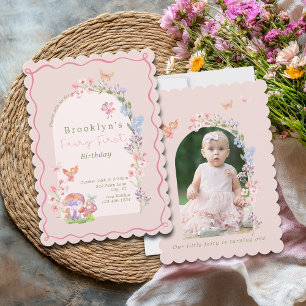 Fairy eerste pastel meisje verjaardag uitnodiging