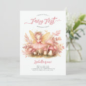 Fairy Eerste Roze Goud Magische Meisjes 1e Verjaar Kaart (Staand voorkant)