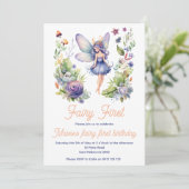 Fairy Eerste Schattigee Waterverf 1e Verjaardag Kaart (Staand voorkant)