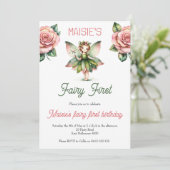 Fairy Eerste Schattigee Waterverf 1e Verjaardag Kaart (Staand voorkant)