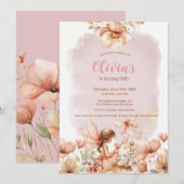 Fairy Eerste Thema Meisje's 1e Verjaardag Party Cu Kaart (Voorkant / Achterkant)