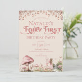 Fairy Eerste Thema Meisje's 1e Verjaardag Party Cu Kaart (Staand voorkant)