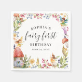 Fairy Eerste Verjaardag 1e Verjaardag Papier Serve Servet (Voorkant)