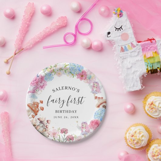 Fairy eerste verjaardag 1e verjaardag papieren bordje (Feest)