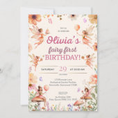 Fairy eerste verjaardag 1e verjaardag uitnodiging (Voorkant)