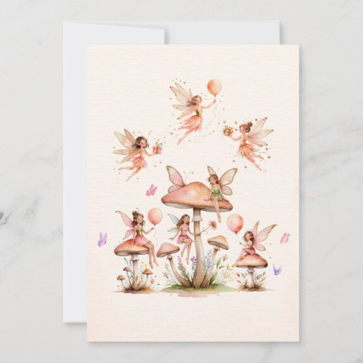 Fairy eerste verjaardag 1e verjaardag uitnodiging (Achterkant)