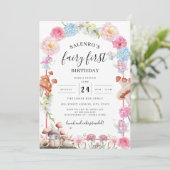 Fairy eerste verjaardag 1e verjaardag uitnodiging (Staand voorkant)