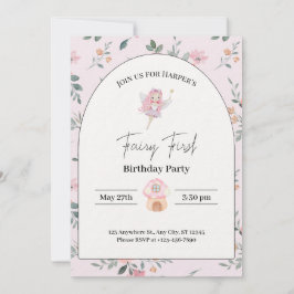 Fairy eerste verjaardag 1e verjaardag Uitnodiginge Feestdagenkaart