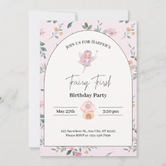 Fairy eerste verjaardag 1e verjaardag Uitnodiginge Feestdagenkaart