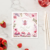 Fairy eerste verjaardag betoverde bos paddenstoel servet (Insitu)