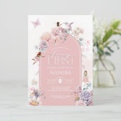 Fairy eerste verjaardag betoverde tuin meisjes Fae Kaart (Staand voorkant)