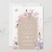 Fairy eerste verjaardag betoverde tuinfeest kaart (Voorkant)