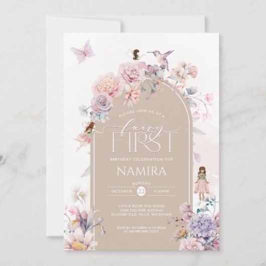 Fairy eerste verjaardag betoverde tuinfeest kaart (Voorkant)