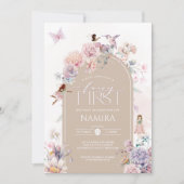 Fairy eerste verjaardag betoverde tuinfeest kaart (Voorkant)