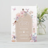 Fairy eerste verjaardag betoverde tuinfeest kaart (Staand voorkant)