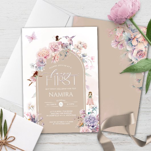 Fairy eerste verjaardag betoverde tuinfeest kaart