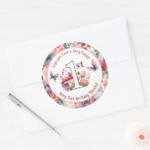 Fairy eerste verjaardag betoverde vlindertuin ronde sticker (Envelop)