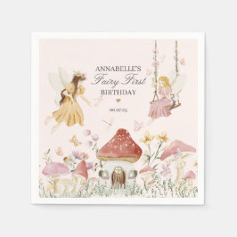 Fairy Eerste Verjaardag Enchanted Dessert Servies Servet