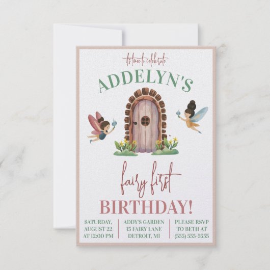 Fairy eerste verjaardag, Fairy tuin thema verjaard Kaart (Voorkant)