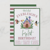 Fairy eerste verjaardag, Fairy tuin thema verjaard Kaart (Voorkant / Achterkant)