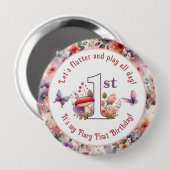 Fairy Eerste Verjaardag Fairycore Verjaardag Meisj Ronde Button 4,0 Cm (Voorkant /achterkant)