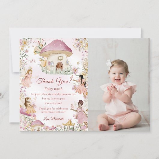 Fairy eerste verjaardag foto dank u kaart (Voorkant)