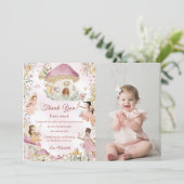 Fairy eerste verjaardag foto dank u kaart (Staand voorkant)