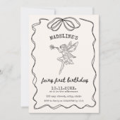 Fairy Eerste Verjaardag Hand Geïllustreerd Minimal Kaart (Voorkant)