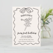 Fairy Eerste Verjaardag Hand Geïllustreerd Minimal Kaart (Staand voorkant)