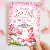 Fairy Eerste Verjaardag Meisje 1e Fairy Forest Roz Kaart