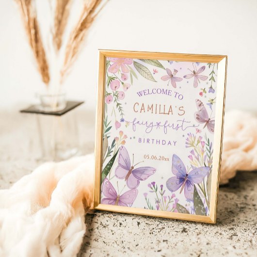 Fairy Eerste Verjaardag Meisje 1e Verjaardag Feest Poster