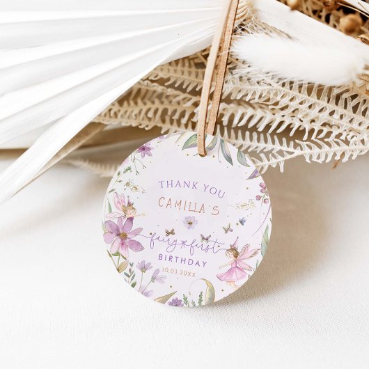 Fairy eerste verjaardag meisje bedankjes labels