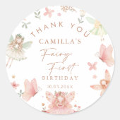 Fairy eerste verjaardag meisje ronde sticker (Voorkant)