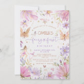 Fairy eerste verjaardag meisje uitnodiging (Voorkant)