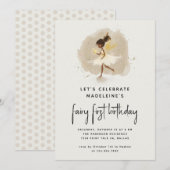 Fairy Eerste Verjaardag Moderne Pixie Elf 1e Verja Kaart (Voorkant / Achterkant)