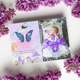 Fairy eerste verjaardag prinses vlinder foto kaart