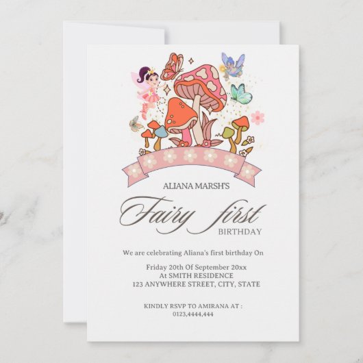 Fairy eerste verjaardag schattige Waterverf padden Kaart (Voorkant)