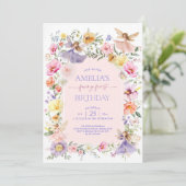 Fairy Eerste Verjaardag Schattigee Bloementuin Fai Kaart (Staand voorkant)