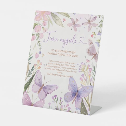 Fairy eerste verjaardag tijd capsule reclamebord met voetstuk (Voorkant)