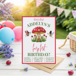 Fairy eerste verjaardag, tuin paddenstoel verjaard kaart