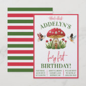 Fairy eerste verjaardag, tuin paddenstoel verjaard kaart (Voorkant / Achterkant)