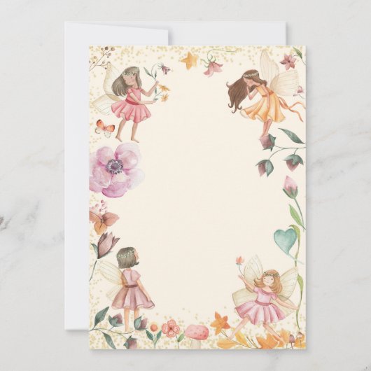 Fairy Eerste Verjaardag Uitnodiging Fairy Uitnodig (Achterkant)