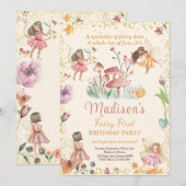 Fairy Eerste Verjaardag Uitnodiging Fairy Uitnodig (Voorkant / Achterkant)