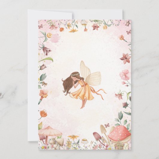 Fairy Eerste Verjaardag Uitnodiging Fairy Uitnodig (Achterkant)