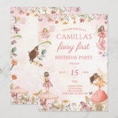 Fairy Eerste Verjaardag Uitnodiging Fairy Uitnodig (Voorkant / Achterkant)