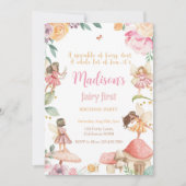 Fairy Eerste Verjaardag Uitnodiging Fairy Uitnodig (Voorkant)